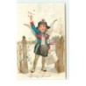 n°14873 - Carte Gaufrée - Bonne Année - Ange habillé apportant des lettres et des cadeaux