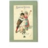 n°14875 - Carte Gaufrée - Bonne Année - Enfants avec des portes-bonheur et un cochon