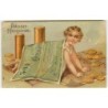 n°14876 - Carte Gaufrée - Prosit Neujahr - Enfant parmi des billets et des pièces d'or