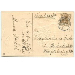n°14880 - Carte Gaufrée - Prosit Neujahr - Garçon sur un tabouret