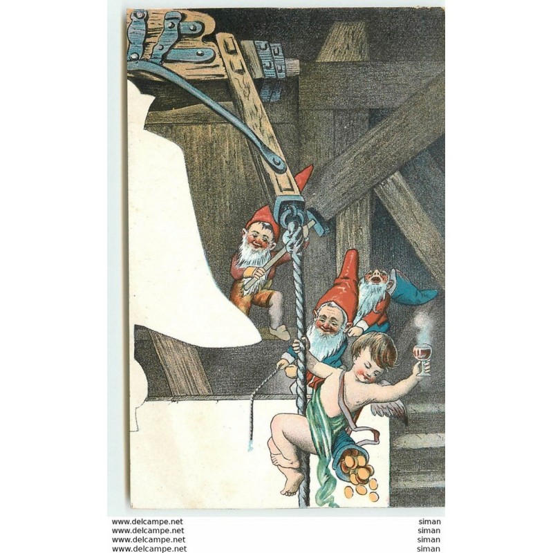 n°14890 - Ange et lutins sur une corde de cloche - Pièces d'Or