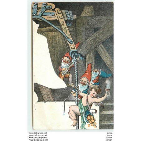 n°14890 - Ange et lutins sur une corde de cloche - Pièces d'Or