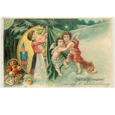 n°14938 - Carte Gaufrée - Fröhliche Weihnachten - Anges