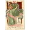 n°14943 - Carte Gaufrée - 1er Januar - Fillette trinquant