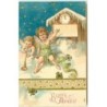n°14944 - Carte Gaufrée - Bonne Année - Ange près d'une pendule