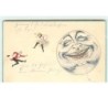n°14950 - Carte Gaufrée - Couple dansant près de la lune