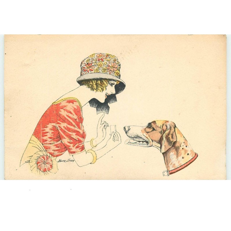 n°14951 - Xavier Sager - Jeune femme et un chien