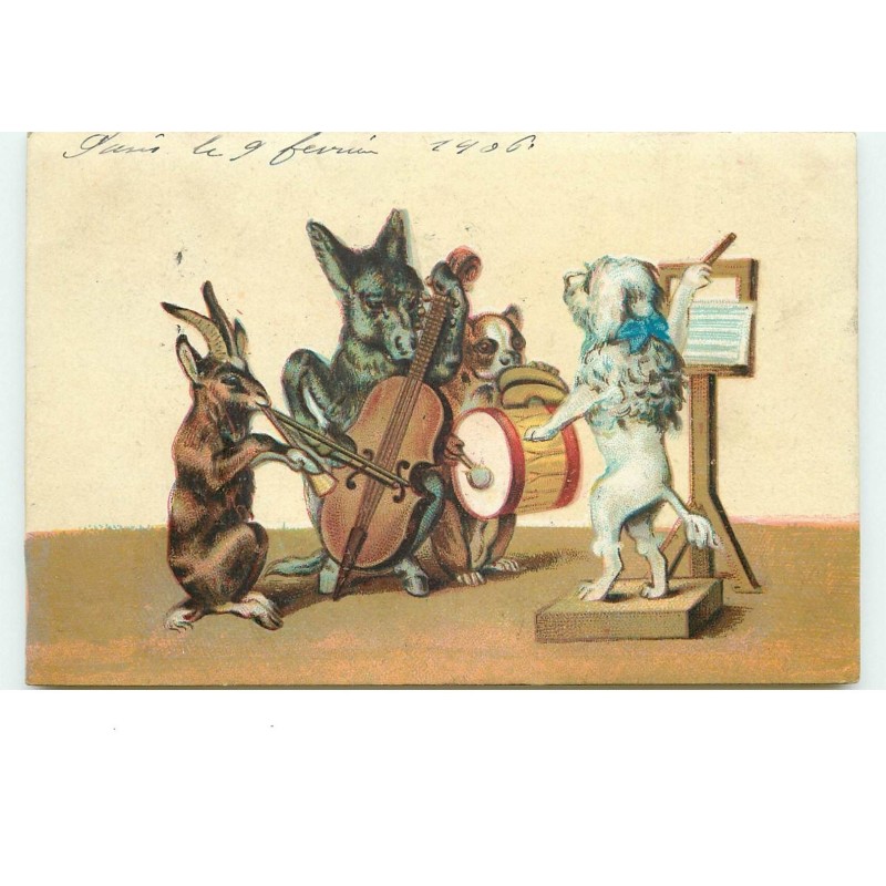 n°14962 - Groupe d'animaux jouant de la musique