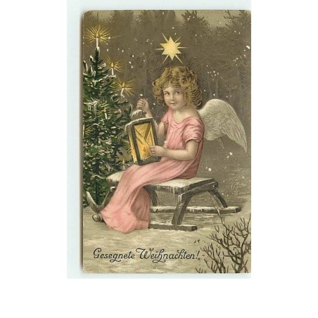n°10481 - Carte Fantaisie - Gesegnete Weihnachten - Ange avec une Lanterne
