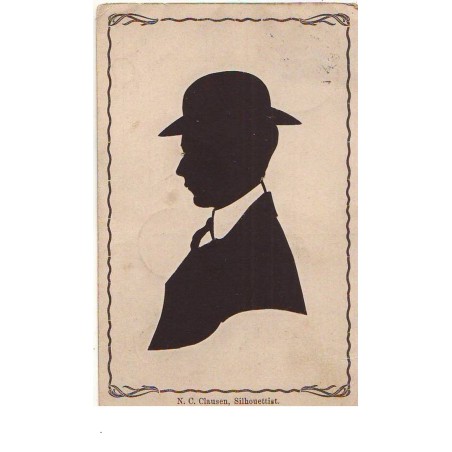 n°15014 - Silhouette - N.C. Clausen, Silhouettist - Homme portant un chapeau melon