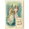 n°15036 - Carte Gaufrée - Vroolijk Kerstfeest - Anges gardiens