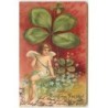 n°15041 - Carte Gaufrée - Clapsaddle - Fröhliches Neujahr - Cupidon sous un trèfle