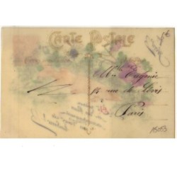 n°15053 - Carte Celluloïd - 1er Avril - Un poisson et des fleurs accompagnent mes Voeux de Bonheur