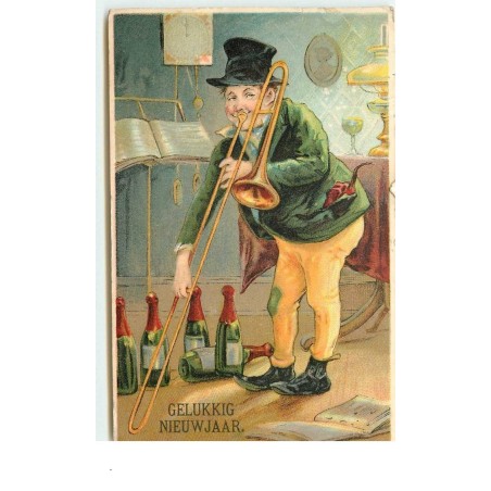 n°15066 - Gelukkig NieuwJaar - Homme jouant du trombone