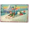 n°15079 - Gelukkig NieuwJaar - Enfants jouant avec une luge