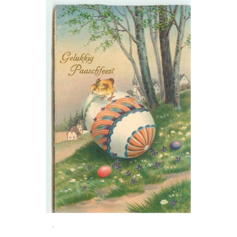 n°15088 - Gelukkig Paaschfeest - Poussin sur un oeuf décoré