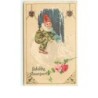 n°10498 - Carte Fantaisie Gaufrée - Gelukkig Nieuw Jaar - Pierrot sur une boule de neige