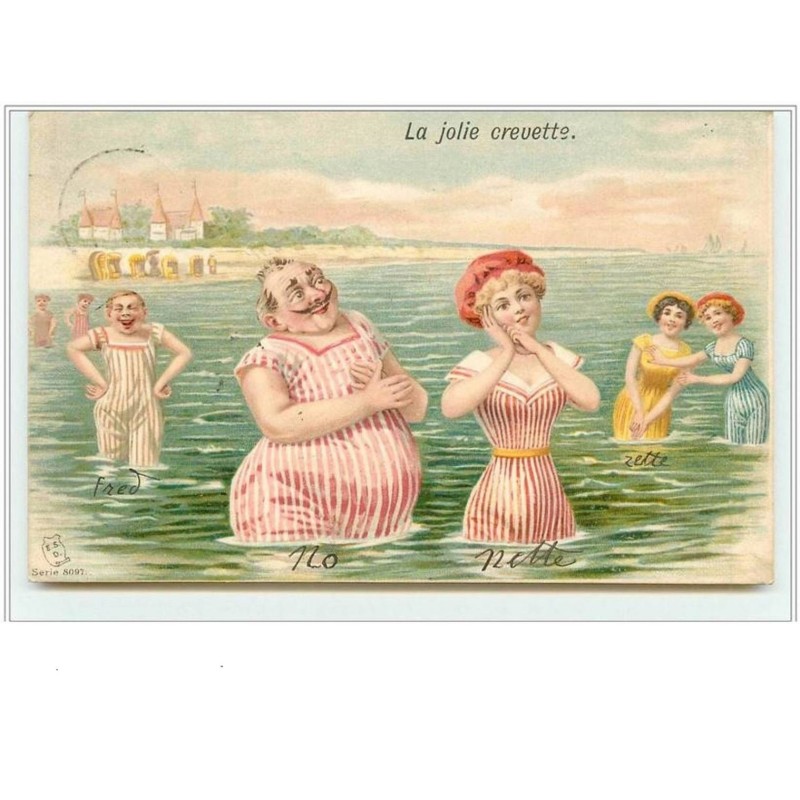 n°1511 - La jolie crevette - baigneur et baigneuse