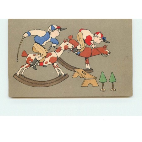 n°15113 - MM Vienne n°437 - Garçons sur des chevaux à bascule faisant une course