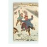 n°15124 - Carte Gaufrée - Prosit Neujahr - Enfants faisant une bataille de neige