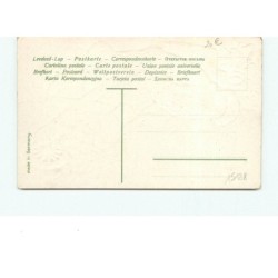 n°15128 - Carte Gaufrée - Joyeux Noël - Père Noël poussant une brouette remplie de sapin, et de cadeaux