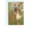n°15143 - Carte Gaufrée - Enfants jouant avec des pièces d'or