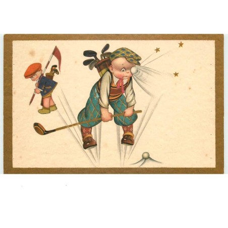 n°15157 - Jeune golfeur recevant une balle de golf dans l'oeil