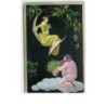 n°15160 - Bonne Année - Style Chiostri - Pierrot offrant des fleurs à une jeune femme assise sur un croissant de lune