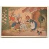 n°10506 - Carte Illustrateur - Fairie, lutin, hanneton, écureuil habillé en serveur