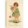 n°15184 - Joyeuses Pâques - Fillette tenant des oeufs
