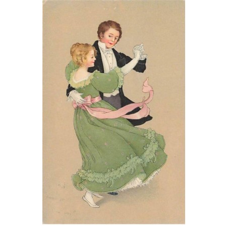Fantaisie - Style Flatscher - Couple dansant - Robe Verte