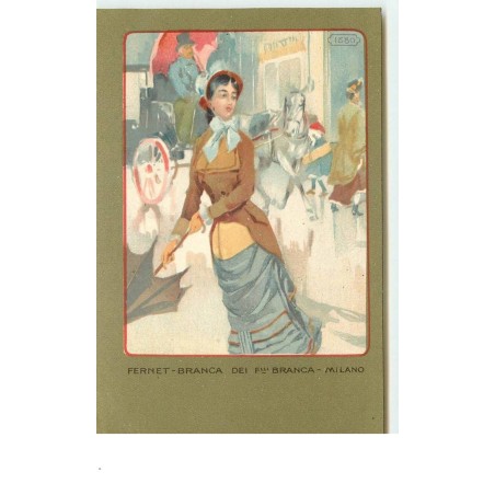 n°15203 - Publicité - Fernet-Branca dei Flli Branca Milano - Femme élégante avec un parapluie