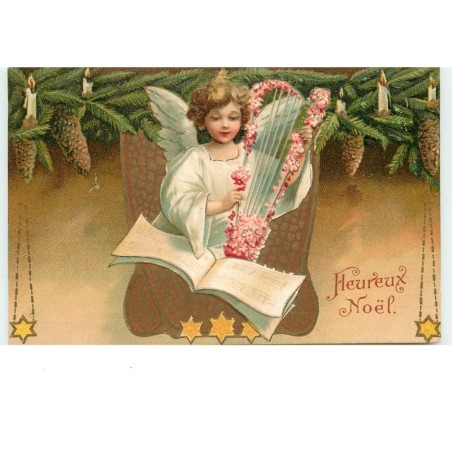 n°15225 - Heureux Noël - Clapsaddle - Ange avec une Harpe