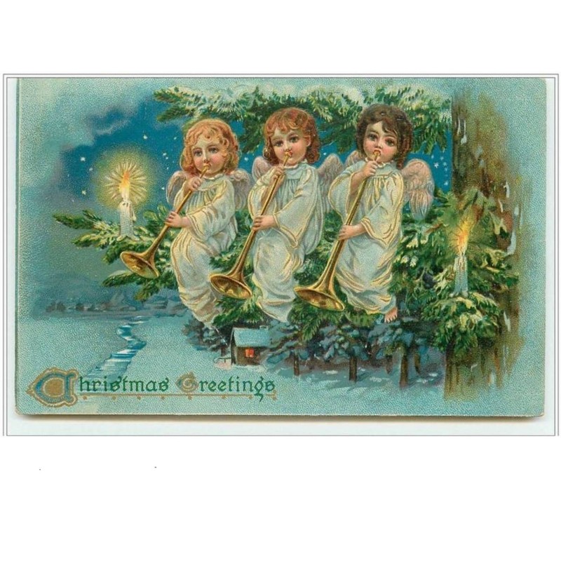 n°1523 - Carte Gaufrée - Christmas Greetings - Angelots