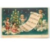 n°15234 - Carte Gaufrée - Ein frohes Weihnachtsfest - Angelots et partition de musique