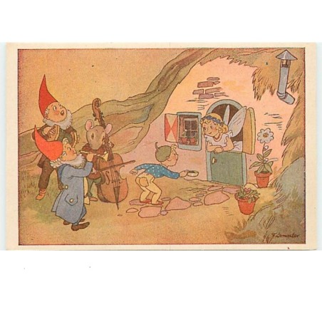 n°10510 - Carte Illustrateur - Fairie, lutins et souris habillée