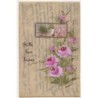 n°15252 - Carte Celluloïd - Mille Bons Baisers - Fleurs et bateaux