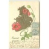 n°15271 - Carte Gaufrée - Art Nouveau - Souvenir d'Amitié - Profil d'une femme