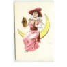 n°15276 - Jeune fille assise sur un croissant de lune jouant des cymbales