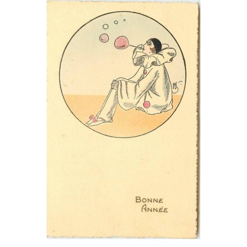 n°15329 - Bonne Année - Pierrot faisant des bulles