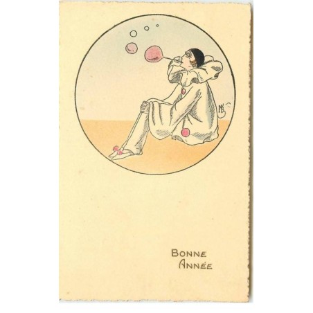 n°15329 - Bonne Année - Pierrot faisant des bulles
