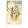 n°10513 - Carte Illustrateur Gaufrée - Pierrot et Chien faisant des Bulles