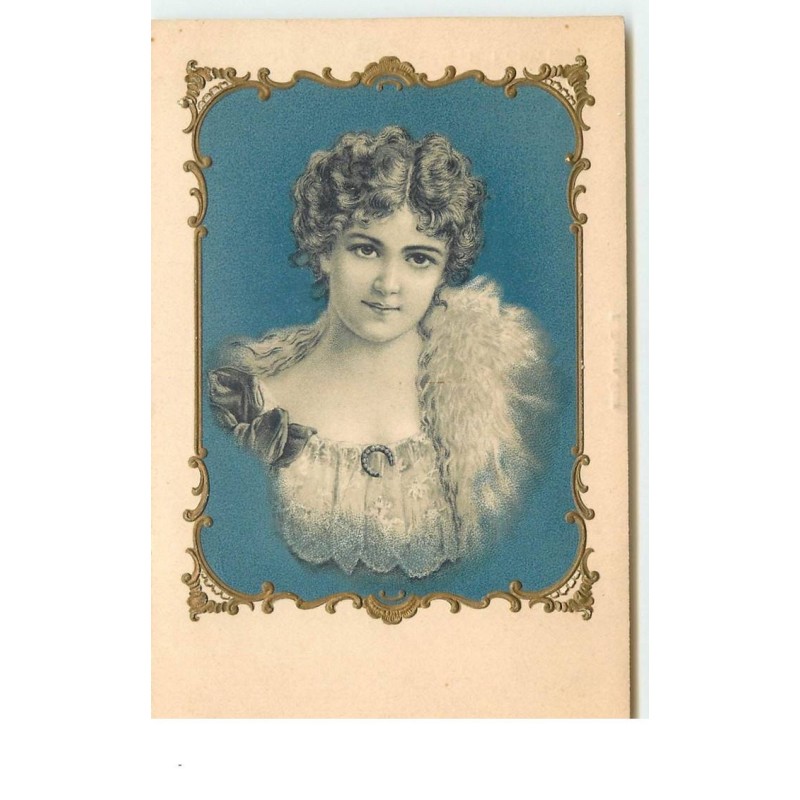n°15362 - Carte Gaufrée - Protrait d'une jeune femme