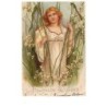 n°15365 - Carte avec des strasses - Clapsaddle - Fröhliche Ostern - Ange parmi des fleurs