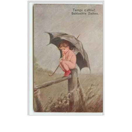 n°1540 - Angelot prostré sous un parapluie