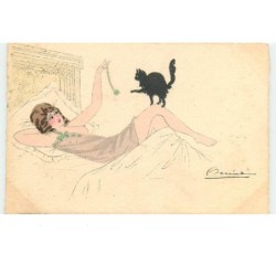 n°15407 - Carte peinte à la...