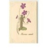 n°15411 - Carte Gaufrée - Art Nouveau - Heureuse Année - Jeune femme sous des violettes