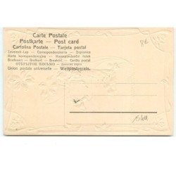 n°15411 - Carte Gaufrée - Art Nouveau - Heureuse Année - Jeune femme sous des violettes