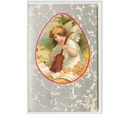 n°1544 - Angelot avec un violon - fond argent
