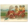 n°15440 - Carte Gaufrée - Joyeuses Pâques - Poussins conduisant une voiture